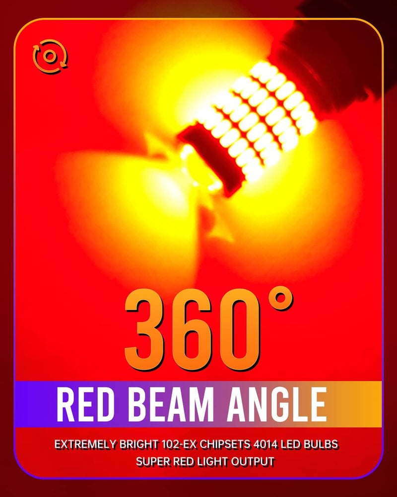 LUYED 3157 LED Brake Light Bulbs,Red 3156 3057 4157 T25 3156, Canbus Error Free, 600% Brighter with Projector Lenses for Tail Rear Parking Stop Brake Lights, Pack of 2 - Image 2